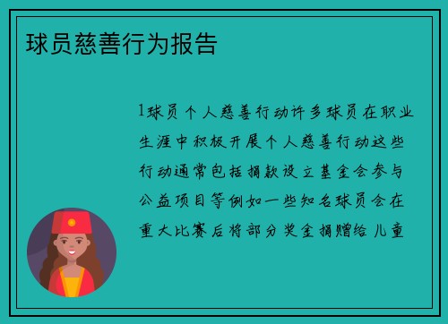 球员慈善行为报告